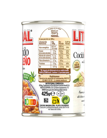 Cocido madrileno nutritional values