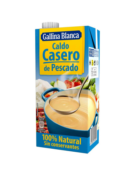 100% Natural Gallina Blanca Fish Pescado Broth, 1L stock for cooking