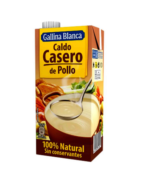 100% Natural Gallina Blanca Chicken Casero de Pollo Broth, 1L