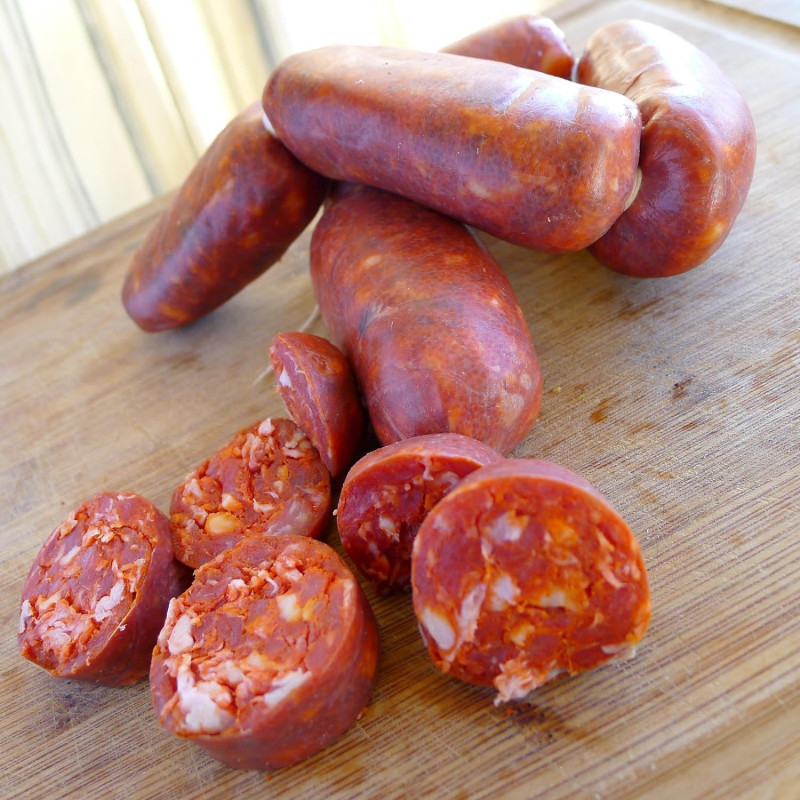 Spicy chorizo cut pieces picante cooking chorizo
