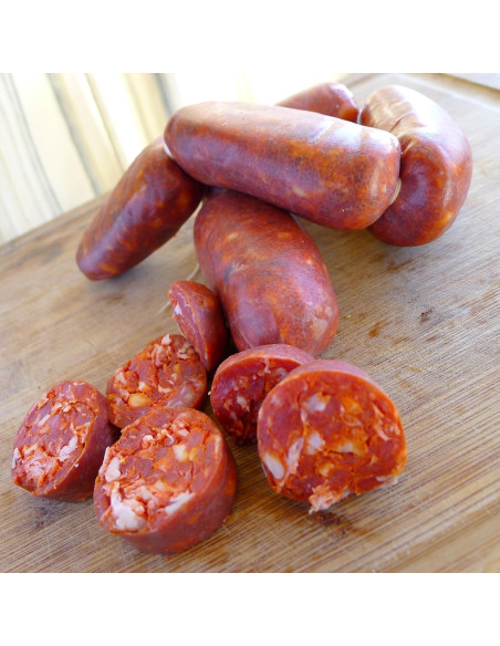 Spicy chorizo cut pieces picante cooking chorizo