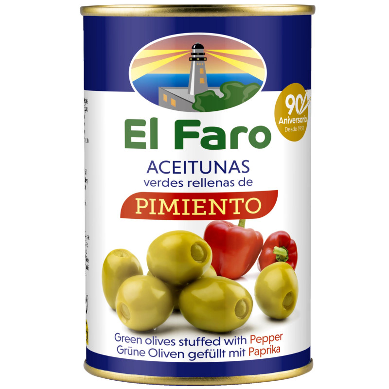 Green Manzanilla Olives Filled with Roasted Red Pepper