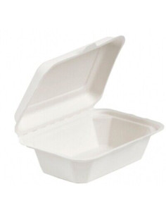 Bagasse White Clamshell Box 7 x 5" - 250 Units