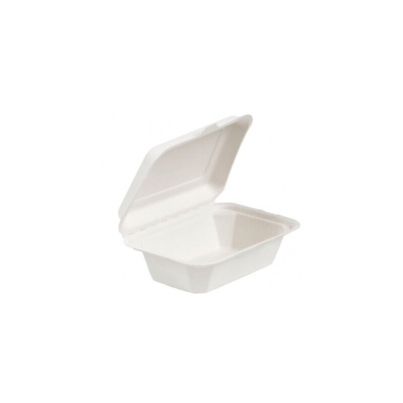 Bagasse White Clamshell Box 7 x 5" - 250 Units