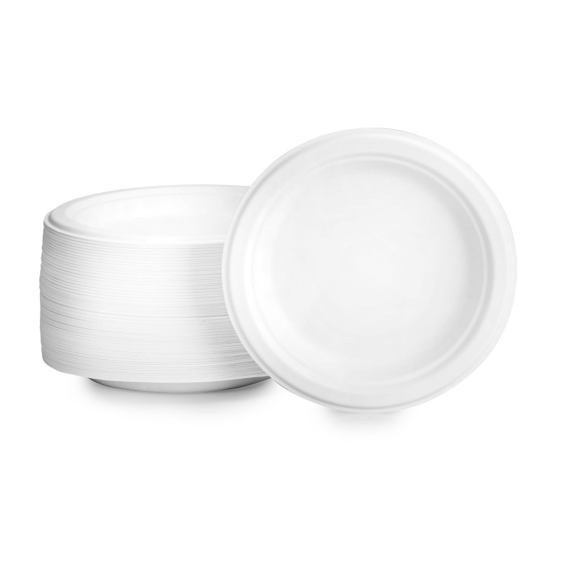 Bagasse White Plates 7"