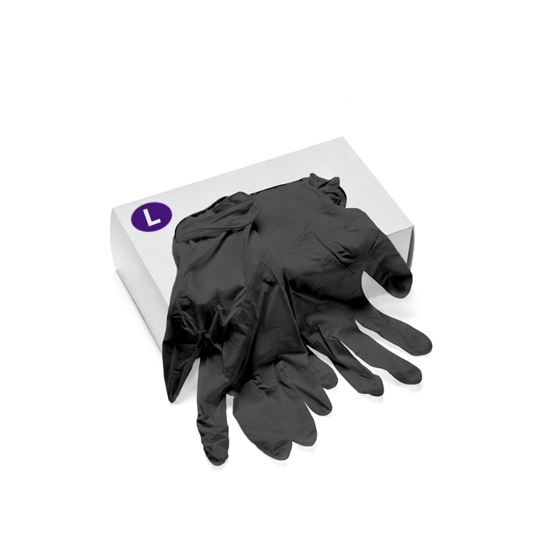 LARGE - Nitrile Gloves Black Powder-Free